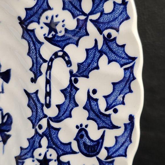 Vintage Merry Christmas Crownford, China Plate by Norma Sherman 1973 England Blu - Picture 3 of 7